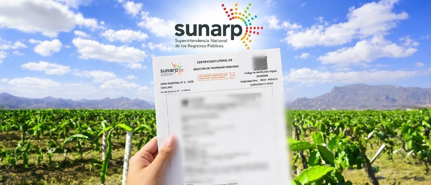 Certificado literal de SUNARP de un lote del Megaproyecto Pachamama, en Jayanca
